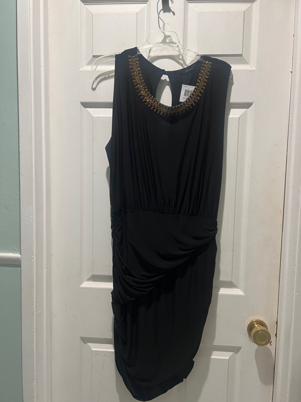 Soprano Black Dress with Beaded Gold Collar